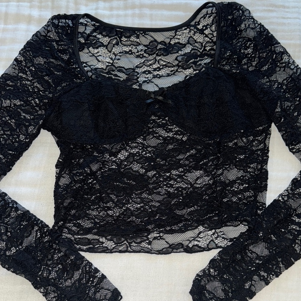 Black Lace Crop Top